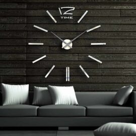 3D zidni sat 5 srebrni 50-70cm