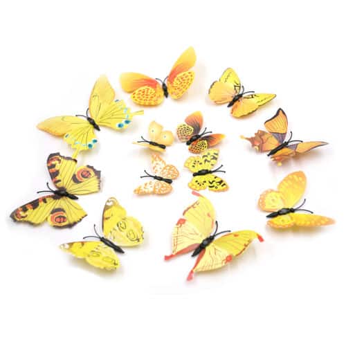 3D leptiri žuti šareni