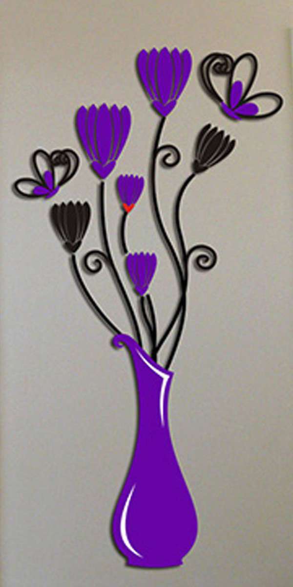 luma shop naljepnica 3d akril vaza sa cvijećem