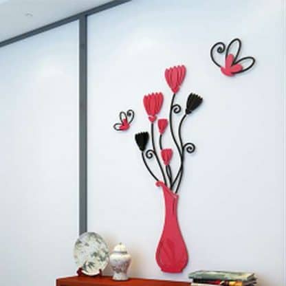 luma shop naljepnica 3d akril vaza sa cvijećem