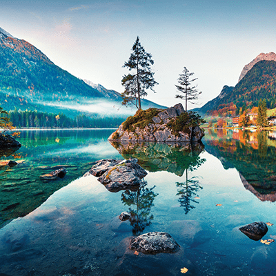 Jesen na jezeru u Alpama slika na platnu