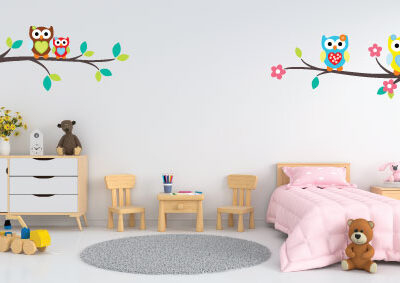 Sove na grani naljepnica Luma shop